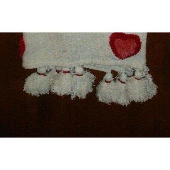 New Rachel Roy 50 x 60" Woven Throw Blanket Tassels Raised Red & Pink Hearts - Picture 5 of 5